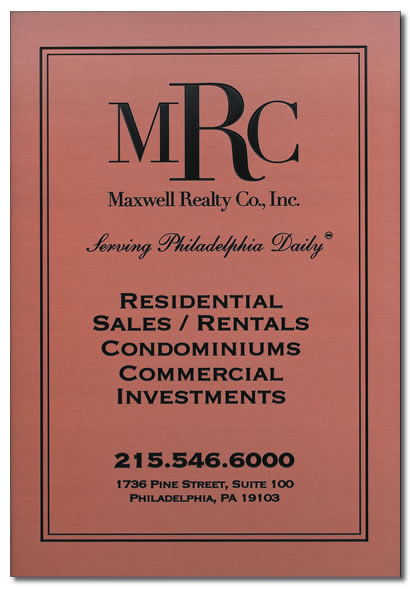 Copper Etched Maxwell Realty Plaque